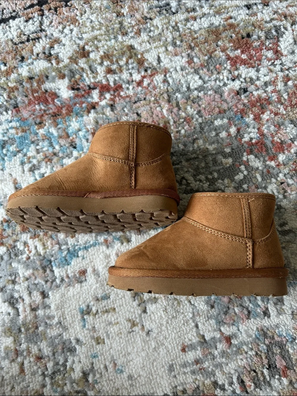 Cozy Kids Tan Suede Booties with Plush Lining